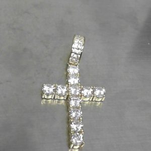 CZ CROSS CHARMS  GOLD PLATED  4.9 GMS
