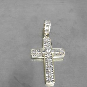 CZ CHARMS GOLD PLATED CROSS  8.9   GMS