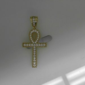 CZ ANKH CHARMS GOLD PLATED  8  GMS