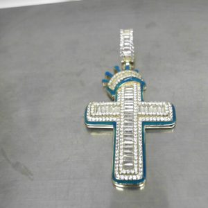 CZ CHARMS  CROSS GOLD PLATED  12.2   GMS