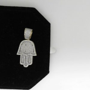 STERLING SILVER GOLD PLATED CZ HAMSA  6.5  GMS