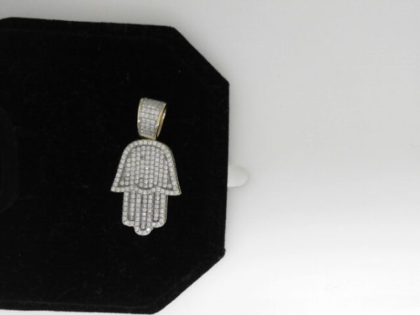 STERLING SILVER GOLD PLATED CZ HAMSA  6.5  GMS