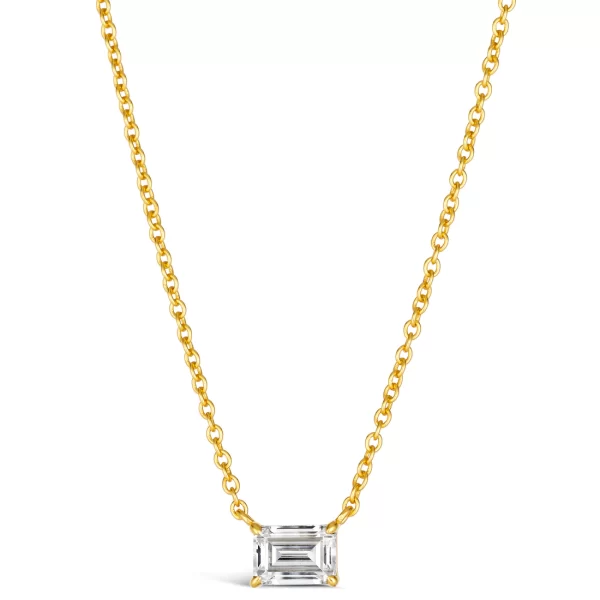 White Diamond Crystalline Emerald Cut
1tcw
Sterling 925
18k Gold Finish