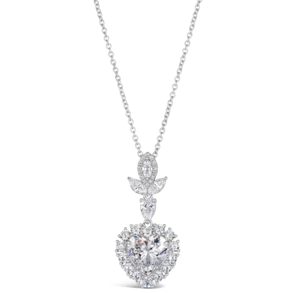 Available in Sapphire Blue, Ruby Red, Diamond White, Argyle Pink, and AquamarineDiamond Crystalline Heart Cut 3ct StoneWhite Diamond Crystalline Multi Cut Stone6tcwSterling 925Platinum Finish