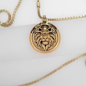 Lion Amulet Pendant 14K-YG over Silver