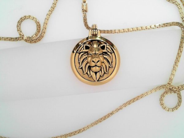 Lion Amulet Pendant 14K-YG over Silver