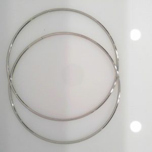 Lady's White Polished Sterling Silver Large Hoop Earrings