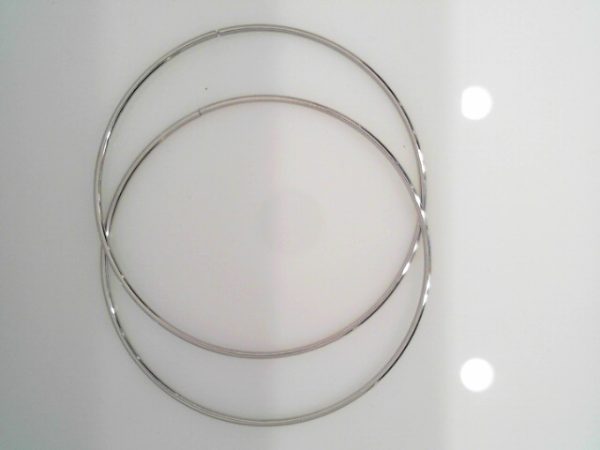 Lady's White Polished Sterling Silver Large Hoop Earrings