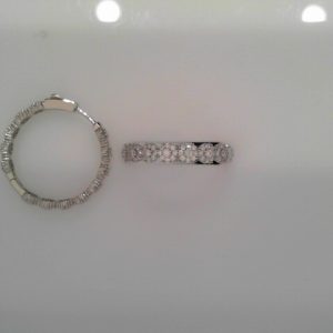 Lady's White Ss  Button Lock Medium Hoop Earrings30 MM8.6 gms