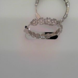Lady's White Ss  Button Lock Medium Hoop Earrings30 MM8.4 gms