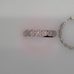 Lady's White Ss  Button Lock Medium Hoop Earrings30 MM8.7 gms