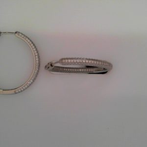 Lady's White Ss  Button Lock Medium Hoop Earrings30 MM6.7  gms