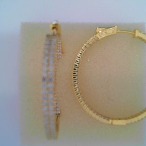 Lady's Yellow SS  Button Lock Large Hoop Earrings40 MM13.3 gms