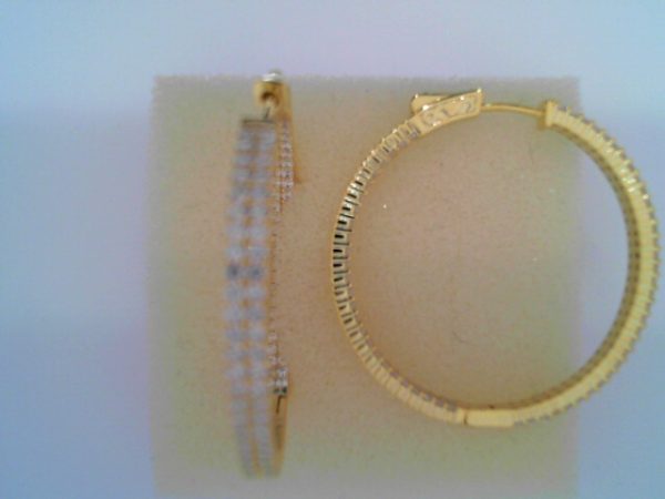 Lady's Yellow SS  Button Lock Large Hoop Earrings

40 MM
13.3 gms