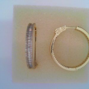 Lady's Yellow SS  Button Lock MEDIUM Hoop Earrings30 MM8.9  gms