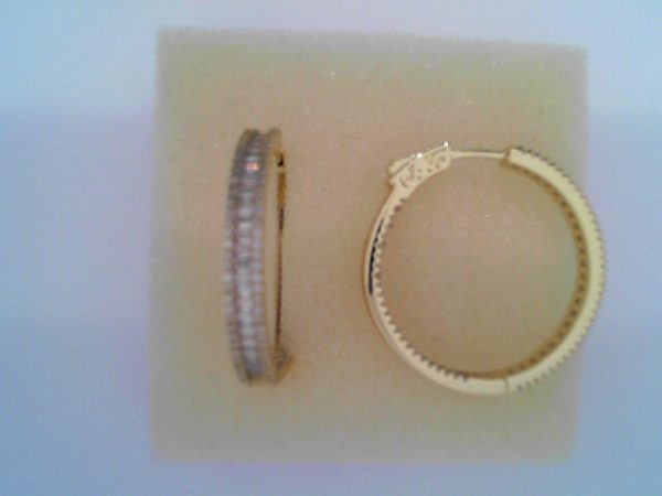 Lady's Yellow SS  Button Lock MEDIUM Hoop Earrings

30 MM
8.9  gms