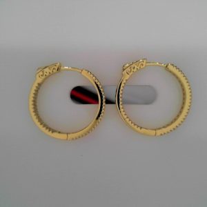 Lady's Yellow SS  Button Lock Small Hoop Earrings25 MM7.4  gms