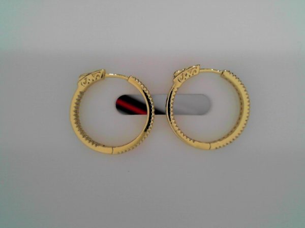 Lady's Yellow SS  Button Lock Small Hoop Earrings25 MM7.4  gms