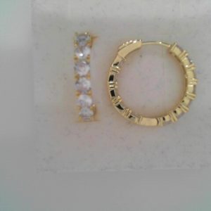 Lady's  Yellow SS Button Lock Small Hoop Earrings25 MM7.6 gms