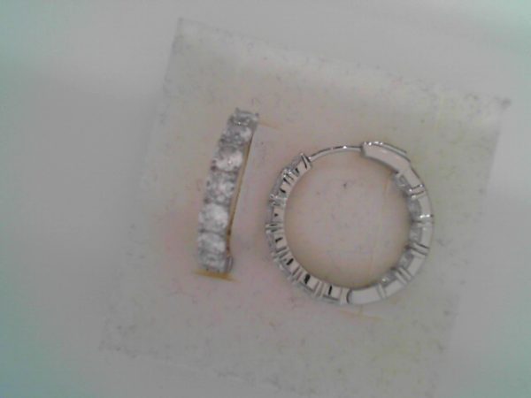 Lady's White SS Button Lock Small Hoop Earrings25 MM7.5 gms