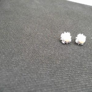 SS CZ BAGUETTE / ROUND 7 MM PEARL EARR