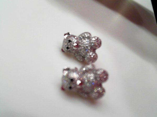 TEDDY BEAR EARRINGS SILVER