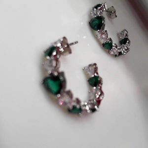 GREEN ZIRCON HALF HOOP EARRINGS
