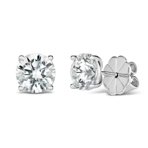 Hands down, our absolutely best selling diamond crystalline earrings.  Our signature Martini setting and Clover style large backing will never leave your earlobes looking droopy.  Stone Shape: RoundMain stone size: 3ct eachTotal Carat Weight: 6tcw (