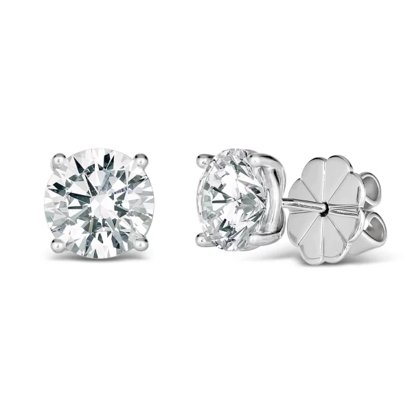 Hands down, our absolutely best selling diamond crystalline earrings.  Our signature Martini setting and Clover style large backing will never leave your earlobes looking droopy.  Stone Shape: RoundMain stone size: 3ct eachTotal Carat Weight: 6tcw (