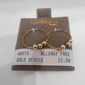 GOLD  3 BEAD HOOP