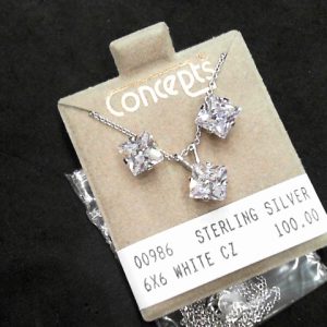STERLING SILVER6*6 WHITE  CZ