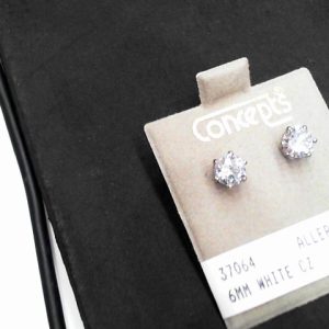 6MM WHITE CZALLERGY FREE