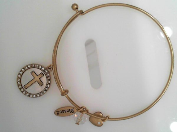 SS YG PLATE CROSS/BLESSED BRACELET