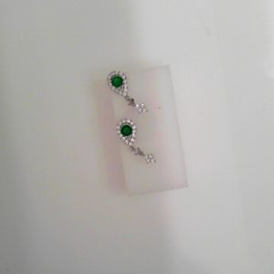 SS CZ/CREATED EM PEAR EARRINGS