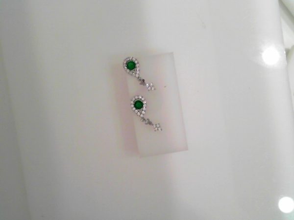 SS CZ/CREATED EM PEAR EARRINGS