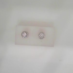 SS ROUND CZ HALO EARRINGS