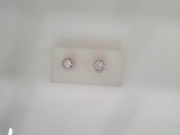 SS ROUND CZ HALO EARRINGS